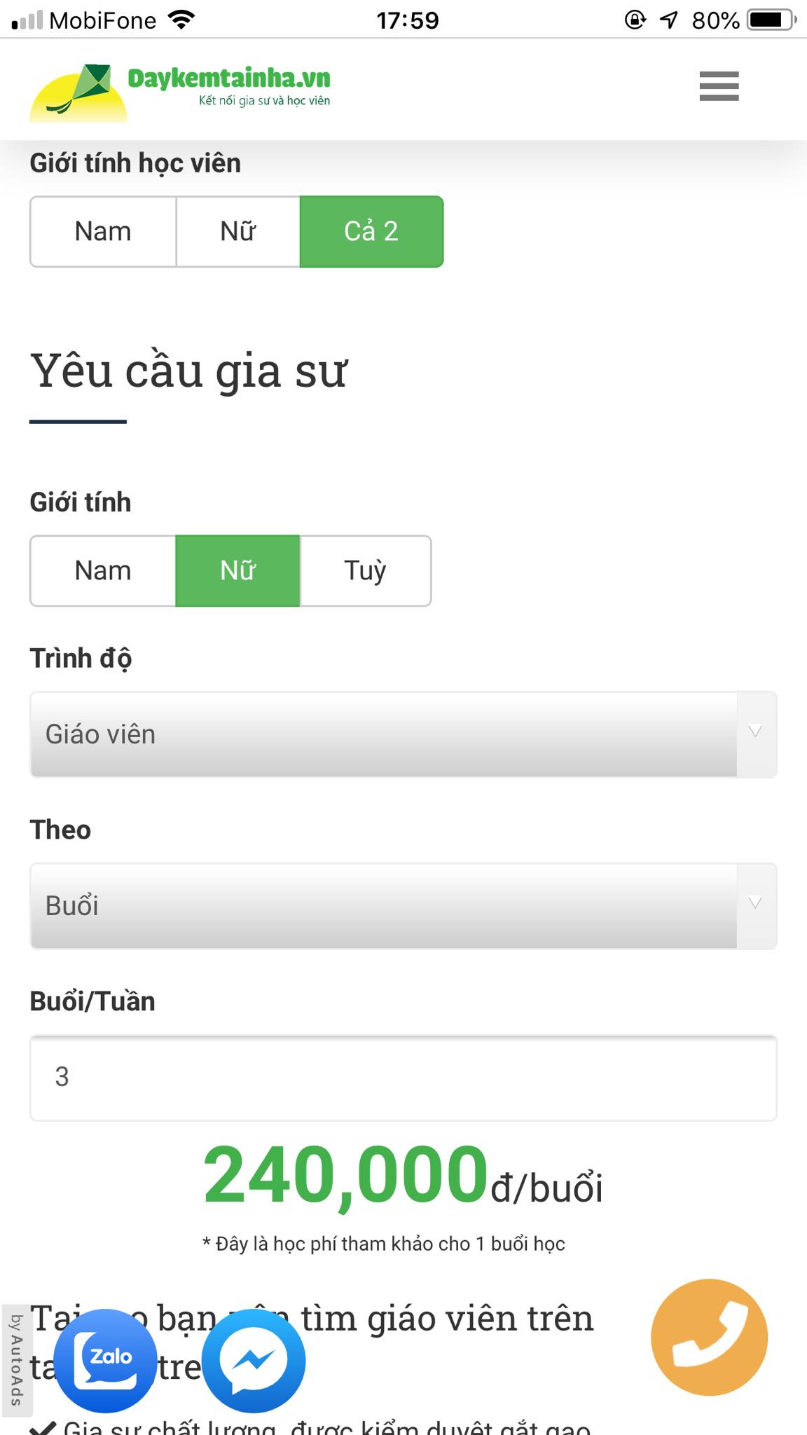 Học phí Trẻ tự kỹ