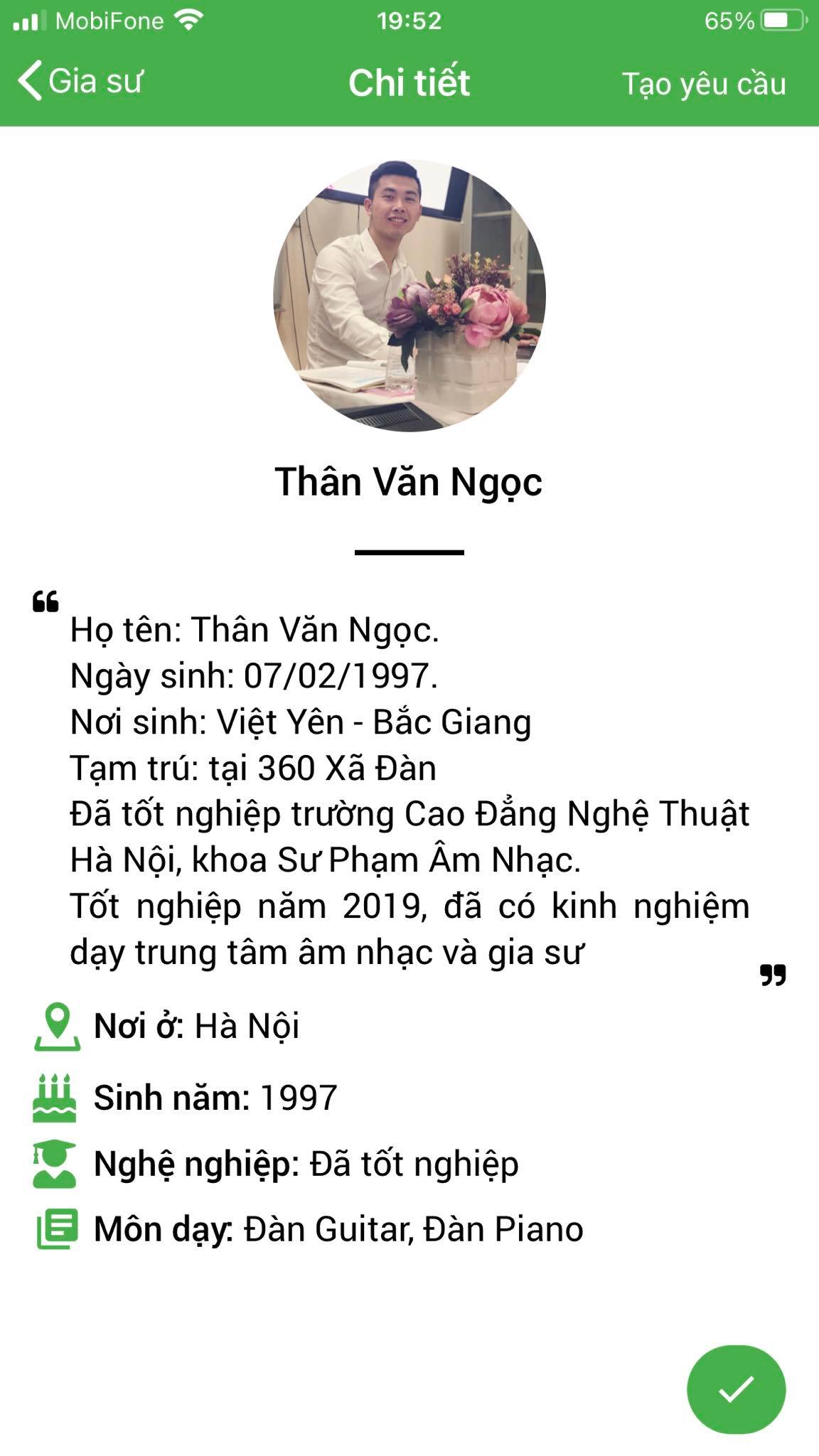 giáo viên dạy kèm piano